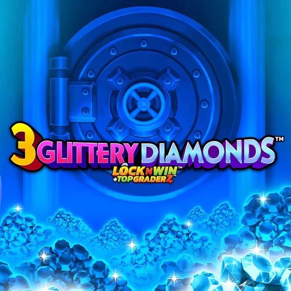 Official Slots logo: 3 Glittery Diamonds by PearFiction Studios at Duckdice Casino